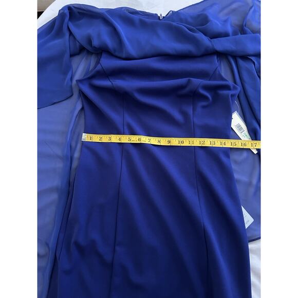 Eliza J Sheer Overlay Sheath Dress Womens Size 8 Blue Classic Party NWT - Picture 6 of 8